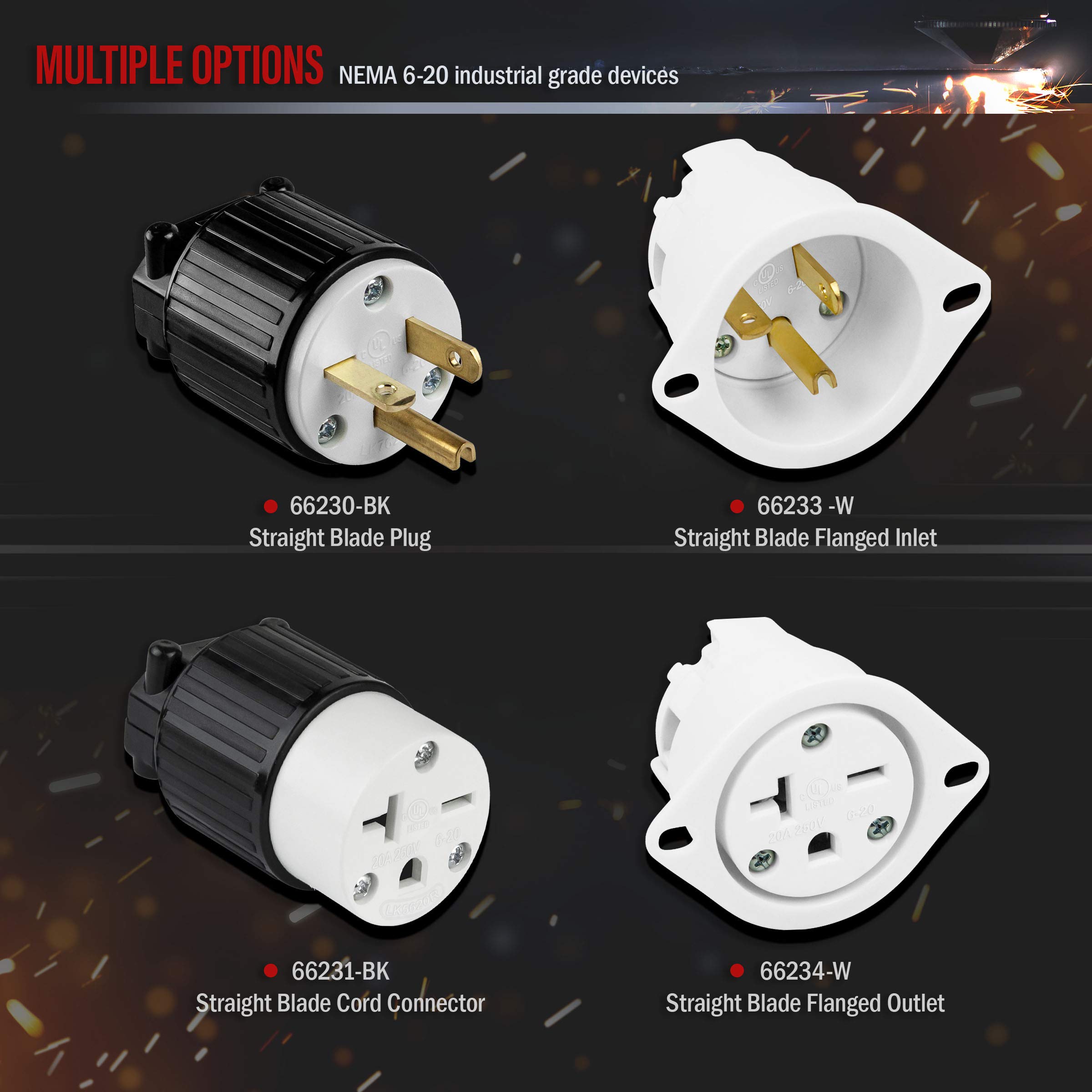 Amazon.co.jp: ENERLITES 工業グレード 20A 250V ストレートブレード
